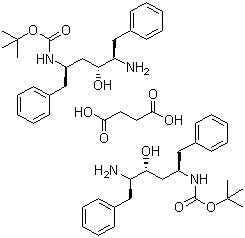 structure of CAS# 183388-64-9, (2S,3S,5S)-5-叔丁氧基甲酰氨基-2-氨基-3-羟基-1,6-二苯基己烷琥珀酸盐