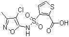 structure of CAS# 184040-74-2, 3-[[(4-氯-3-甲基-5-异恶唑基)氨基]磺酰基]-2-噻吩羧酸