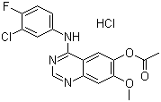 structure of CAS# 184475-70-5, 4-(3-氯-4-氟苯基氨基)-7-甲氧基喹唑啉-6-基乙酸酯盐酸盐