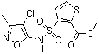 structure of CAS# 184644-72-2, 3-[[(4-氯-3-甲基-5-异恶唑基)氨基]磺酰基]-2-噻吩羧酸甲酯