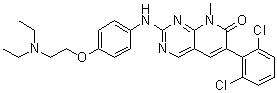 structure of CAS# 185039-89-8, 6-(2,6-二氯苯基)-2-[[4-[2-(二乙基氨基)乙氧基]苯基]氨基]-8-甲基吡啶并[2,3-d]嘧啶-7(8H)-酮