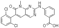 structure of CAS# 185039-99-0, 3-[[6-(2,6-二氯苯基)-7,8-二氢-8-甲基-7-氧代吡啶并[2,3-d]嘧啶-2-基]氨基]苯甲酸
