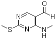 structure of CAS# 185040-32-8, 4-(甲基氨基)-2-(甲硫基)嘧啶-5-甲醛