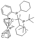 structure of CAS# 1854067-58-5, (S)-1-[(S)-1-(Di-tert-butylphosphino)ethyl]-2-[2-(dicylohexylphosphino)phenyl]ferrocene