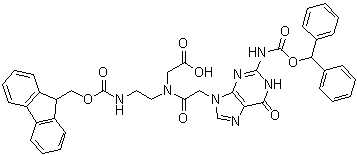 CAS # 186046-83-3, N-[2-[2-[[(Diphenylmethoxy)carbonyl]amino]-1,6-dihydro-6-oxo-9H-purin-9-yl]acetyl]-N-[2-[[(9H-fluoren-9-ylmethoxy)carbonyl]amino]ethyl]glycine