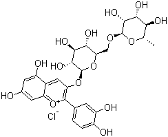 structure of CAS# 18719-76-1, 氯化花青素鼠李葡萄糖苷