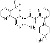 CAS # 1874276-76-2, 3-Amino-N-[3-(4-amino-4-methylpiperidin-1-yl)pyridin-2-yl]-6-[3-(trifluoromethyl)pyridin-2-yl]pyrazine-2-carboxamide