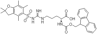 structure of CAS# 187618-60-6, N'-[(2,3-二氢-2,2,4,6,7-五甲基苯并呋喃-5-基)磺酰基]-N-芴甲氧羰基-D-精氨酸