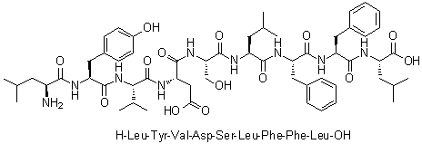 L-亮氨酰-L-酪氨酰-L-缬氨酰-L-alpha-天冬氨酰-L-丝氨酰-L-亮氨酰-L-苯丙氨酰-L-苯丙氨酰-L-亮氨酸分子结构 (CAS 188566-68-9)