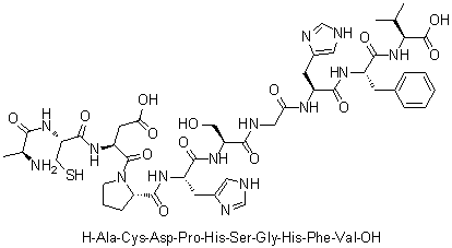 CAS # 188606-63-5, L-Alanyl-L-cysteinyl-L-alpha-aspartyl-L-prolyl-L-histidyl-L-serylglycyl-L-histidyl-L-phenylalanyl-L-valine