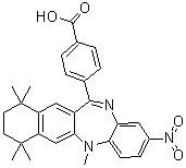 structure of CAS# 188844-34-0, 4-(7,8,9,10-Tetrahydro-5,7,7,10,10-pentamethyl-2-nitro-5H-benzo[b]naphtho[2,3-e][1,4]diazepin-12-yl)benzoic acid