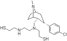CAS 登录号：189950-11-6, 屈潘特醇, 2-[[2-[[[(1R,2R,3S,5S)-3-(4-氯苯基)-8-甲基-8-氮杂双环[3.2.1]辛烷-2基]甲基](2-巯基乙基)氨基]乙基]氨基]乙硫醇