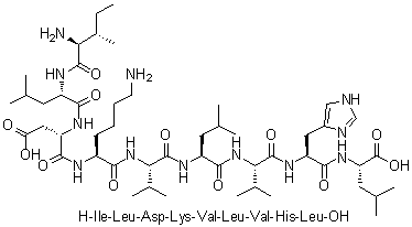 CAS # 1900669-20-6, L-Isoleucyl-L-leucyl-L-alpha-aspartyl-L-lysyl-L-valyl-L-leucyl-L-valyl-L-histidyl-L-leucine