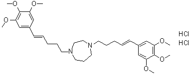 structure of CAS# 191089-60-8, (E,E)-六氢-1,4-二[5-(3,4,5-三甲氧基苯基)-4-戊烯基]-1H-1,4-二氮杂卓二盐酸盐
