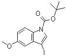 structure of CAS# 192189-10-9, 3-碘-5-甲氧基-1H-吲哚-1-羧酸叔丁酯