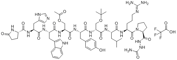CAS 登录号：1926163-83-8, H-焦谷氨酰-组氨酰-色氨酰-丝氨酰(乙酰基)-酪氨酰-D-丝氨酰(叔丁基)-亮氨酰-精氨酰-脯氨酰-NH氨基羰基NH2.三氟乙酸盐