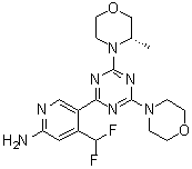 structure of CAS# 1927857-61-1, 4-(二氟甲基)-5-[4-[(3S)-3-甲基-4-吗啉基]-6-(4-吗啉基)-1,3,5-三嗪-2-基]-2-吡啶胺