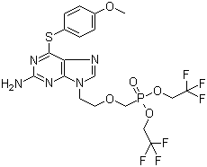 CAS # 193681-12-8, Alamifovir, LY 582563, P-[[2-[2-Amino-6-[(4-methoxyphenyl)thio]-9H-purin-9-yl]ethoxy]methyl]phosphonic acid bis(2,2,2-trifluoroethyl) ester, MCC 478
