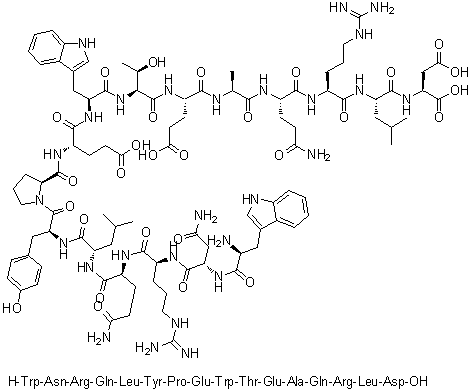 CAS # 195523-86-5, L-Tryptophyl-L-asparaginyl-L-arginyl-L-glutaminyl-L-leucyl-L-tyrosyl-L-prolyl-L-alpha-glutamyl-L-tryptophyl-L-threonyl-L-alpha-glutamyl-L-alanyl-L-glutaminyl-L-arginyl-L-leucyl-L-aspartic acid