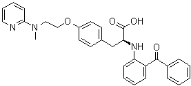 structure of CAS# 196808-24-9, N-(2-苯甲酰基苯基)-O-[2-(甲基-2-吡啶基氨基)乙基]-L-酪氨酸