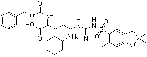 structure of CAS# 200190-89-2, N5-[[[(2,3-Dihydro-2,2,4,6,7-pentamethyl-5-benzofuranyl)sulfonyl]amino]iminomethyl]-N2-[(phenylmethoxy)carbonyl]-L-ornithine compd. with cyclohexanamine