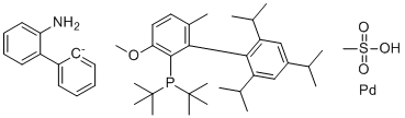 structure of CAS# 2009020-38-4, [2'-(氨基-κN)[1,1'-联苯]-2-基-κC][双(1,1-二甲基乙基)[3-甲氧基-6-甲基-2',4',6'-三(1-甲基乙基)[1,1'-联苯]-2-基]膦-κP](甲烷磺酸基-κO)-钯