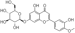 CAS # 20126-59-4, Diosmetin 7-O-beta-D-glucoside, Diosmetin 7-glucoside, Diosmetol 7-glucoside, Eridictiol, 7-(beta-D-Glucopyranosyloxy)-5-hydroxy-2-(3-hydroxy-4-methoxyphenyl)-4H-1-benzopyran-4-one
