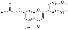 CAS # 203191-10-0, Recoflavone, 7-(Carboxymethyloxy)-3',4',5-trimethoxyflavone, DA 6034, 2-[[2-(3,4-Dimethoxyphenyl)-5-methoxy-4-oxo-4H-1-benzopyran-7-yl]oxy]acetic acid