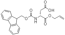 structure of CAS# 204246-17-3, N-[(9H-Fluoren-9-ylmethoxy)carbonyl]-D-aspartic acid 1-(2-propenyl) ester