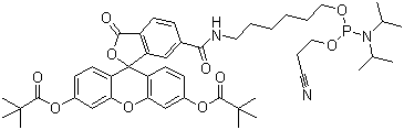 CAS 登录号：204697-37-0, 6-FAM 亚磷酰胺, 5'-荧光素氨基磷酸酯