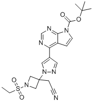 CAS # 2055723-13-0, Baricitinib Impurity C, 4-(1-(3-(Cyanomethyl)-1-(ethylsulfonyl)-3-azetidinyl)-1h-pyrazol-4-yl)-7h-pyrrolo[2,3-d]pyrimidine-7-carboxylic acid tert-butyl ester