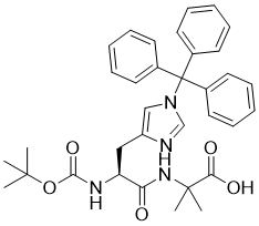 CAS # 2061897-68-3, Boc-His(Trt)-Aib-OH, 2-methyl-2-[[(2S)-2-[(2-methylpropan-2-yl)oxycarbonylamino]-3-(1-tritylimidazol-4-yl)propanoyl]amino]propanoic acid