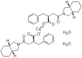 CAS 登录号：207844-01-7, 米格列奈钙, (2S)-2-苄基-3-(顺式全氢异吲哚-2-羰基)丙酸钙二水合物