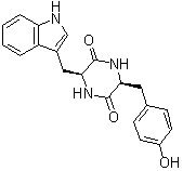 CAS # 20829-53-2, (3S,6S)-3-[(4-Hydroxyphenyl)methyl]-6-(1H-indol-3-ylmethyl)-2,5-piperazinedione, Cyclic diketopiperazine-L-tryptophyl-L-tyrosine, Cyclo(L-Trp-L-Tyr), Cyclo(L-Tyr-L-Trp), Cyclo-L-tryptophanyl-L-tyrosine