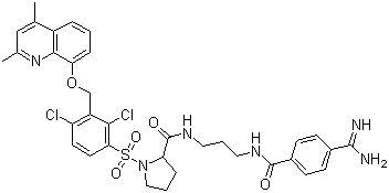 CAS # 209733-45-9, Anatibant, (2S)-N-(3-(4-Carbamimidoylbenzamido)propyl)-1-(2,4-dichloro-3-((2,4-dimethyl-8-quinolyloxy)methyl)phenylsulfonyl)pyrrolidine-2-carboxamide