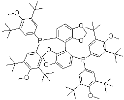 structure of CAS# 210169-40-7, (S)-5,5'-Bis[bis(3,5-di-tert-butyl-4-methoxyphenyl)phosphino]-4,4'-bibenzodioxole