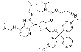 CAS 登录号：211676-21-0, 5'-O-[二(4-甲氧基苯基)苯基甲基]-2'-脱氧-N-[(二甲基氨基)亚甲基]-8-[[(二甲基氨基)亚甲基]氨基]腺苷 3'-[2-氰基乙基 二(异丙基)氨基亚磷酸酯]