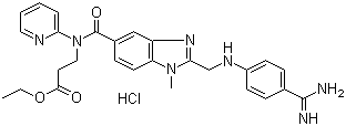 N-[[2-[[[4-(Aminoiminomethyl)phenyl]amino]methyl]-1-methyl-1H-benzimidazol-5-yl]carbonyl]-N-(2-pyridinyl)-beta-alanine ethyl ester hydrochloride molecular structure (CAS 211914-50-0)