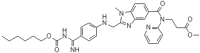 CAS # 211915-00-3, N-[[2-[[[4-[[[(Hexyloxy)carbonyl]amino]iminomethyl]phenyl]amino]methyl]-1-methyl-1H-benzimidazol-5-yl]carbonyl]-N-2-pyridinyl-beta-alanine methyl ester