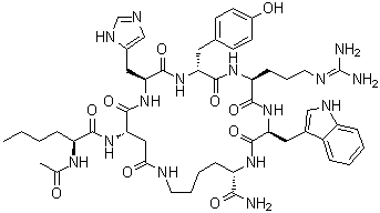 CAS # 213314-49-9, [D-Tyr4]melanotan-II, N-Acetyl-L-norleucyl-L-alpha-aspartyl-L-histidyl-D-tyrosyl-L-arginyl-L-tryptophyl-L-lysinamide (2→7)-lactam, MBX 37