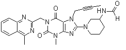 CAS # 2137744-33-1, N-[1-[7-(2-Butyn-1-yl)-2,3,6,7-tetrahydro-3-methyl-1-[(4-methyl-2-quinazolinyl)methyl]-2,6-dioxo-1H-purin-8-yl]-3-piperidinyl]formamide