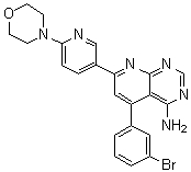 structure of CAS# 214697-26-4, 5-(3-溴苯基)-7-[6-(4-吗啉基)-3-吡啶基]-吡啶并[2,3-d]嘧啶-4-胺