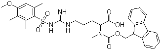 structure of CAS# 214750-72-8, N-[(9H-芴-9-基甲氧基)羰基]-N-甲基-N'-[(4-甲氧基-2,3,6-三甲苯基)磺酰基]-L-精氨酸