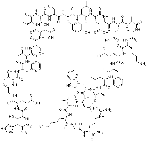 structure of CAS# 215777-46-1, 8-L-丝氨酸-36-L-精氨酰胺-7-36-胰高血糖素样肽 I