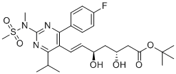 CAS # 2162136-65-2, Rosuvastatin (3R,5R)-Isomer t-Butyl Ester, (3R,5R,6E)-7-[4-(4-Fluorophenyl)-6-(1-methylethyl)-2-[methyl(methyl sulfonyl)amino]-5-pyrimidinyl]-3,5-dihydroxy-6-heptenoic acid t-butyl ester