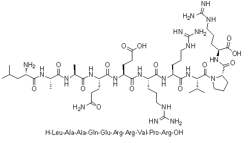 CAS # 216487-79-5, L-Leucyl-L-alanyl-L-alanyl-L-glutaminyl-L-alpha-glutamyl-L-arginyl-L-arginyl-L-valyl-L-prolyl-L-arginine