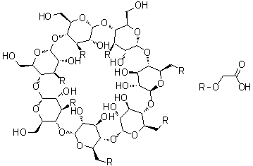 structure of CAS# 218269-34-2, 3A,3B,3C,3D,6E,6F,6G-七-O-(羧甲基)-beta-环糊精