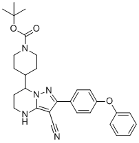 structure of CAS# 2190506-56-8, 7-(1-叔丁氧羰基-4-哌啶基)-2-(4-苯氧基苯基)-4,5,6,7-四氢吡唑并[1,5-a]嘧啶-3-甲腈