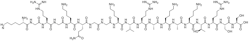 CAS # 219552-69-9, Parasin I, L-Lysylglycyl-L-arginylglycyl-L-lysyl-L-glutaminylglycylglycyl-L-lysyl-L-valyl-L-arginyl-L-alanyl-L-lysyl-L-alanyl-L-lysyl-L-threonyl-L-arginyl-L-seryl-L-serine,(2S)-2-[[(2S)-2-[[(2S)-2-[[(2S,3R)-2-[[(2S)-6-amino-2-[[(2S)-2-[[(2S)-6-amino-2-[[(2S)-2-[[(2S)-2-[[(2S)-2-[[(2S)-6-amino-2-[[2-[[2-[[(2S)-5-amino-2-[[(2S)-6-amino-2-[[2-[[(2S)-5-carbamimidamido-2-[[2-[[(2S)-2,6-diaminohexanoyl]amino]acetyl]amino]pentanoyl]amino]acetyl]amino]hexanoyl]amino]-5-oxopentanoyl]amino]acetyl]amino]acetyl]amino]hexanoyl]amino]-3-methylbutanoyl]amino]-5-carbamimidamidopentanoyl]amino]propanoyl]amino]hexanoyl]amino]propanoyl]amino]hexanoyl]amino]-3-hydroxybutanoyl]amino]-5-carbamimidamidopentanoyl]amino]-3-hydroxypropanoyl]amino]-3-hydroxypropanoic acid