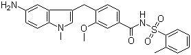 CAS # 219583-10-5, 4-[(5-Amino-1-methyl-1H-indol-3-yl)methyl]-3-methoxy-N-[(2-methylphenyl)sulfonyl]benzamide
